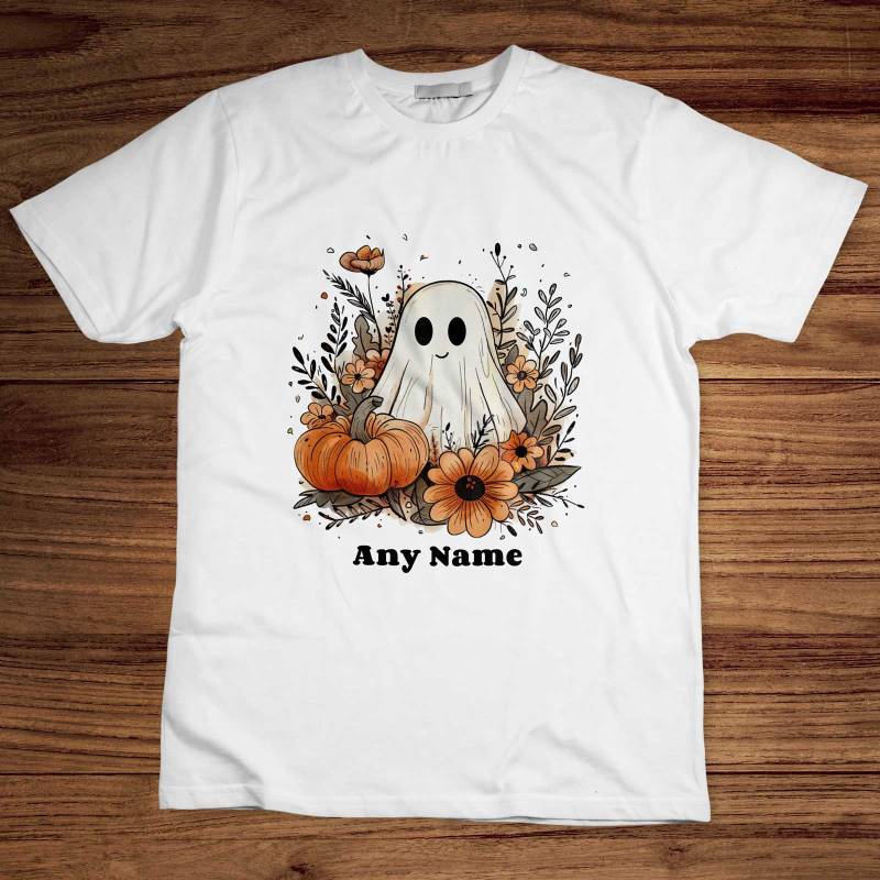 Halloween, Ghost and Pumpkin - Personalised T-Shirt