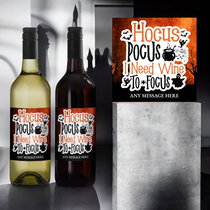 Hocus Pocus I Need Wine to Focus - Personalised Wine