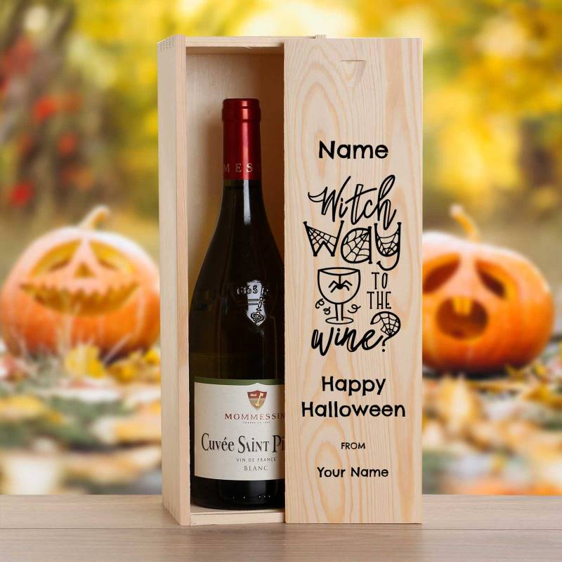 Witch Way to the Wine? Personalised Wine Wooden Box