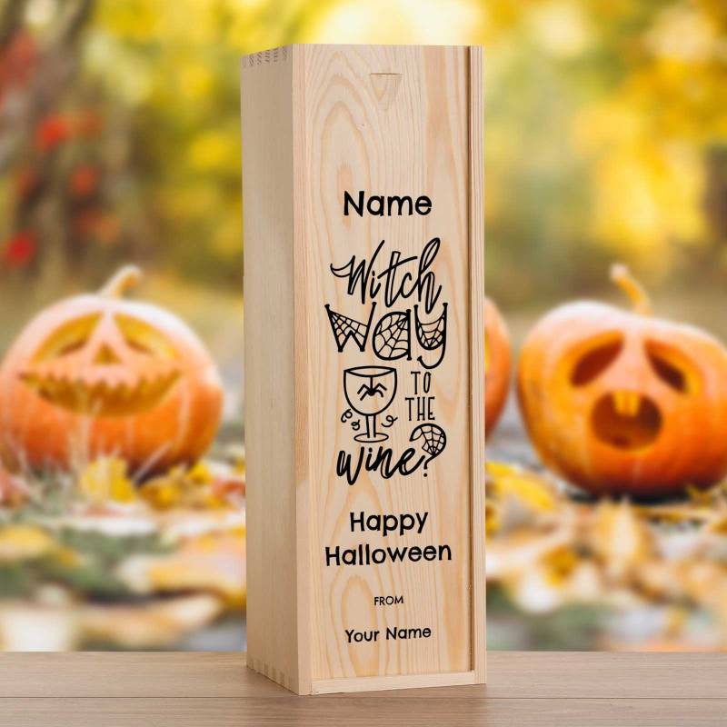 Witch Way to the Wine? Personalised Wine Wooden Box