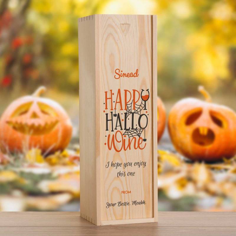 Happy HalloWine Personalised Wooden Single Wine Box