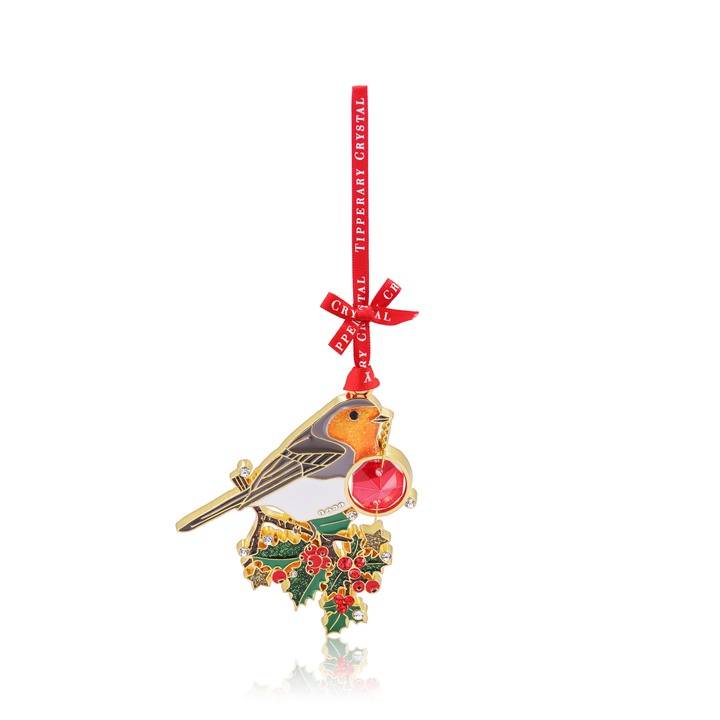 Tipperary Crystal Gem Christmas Decoration - Robin