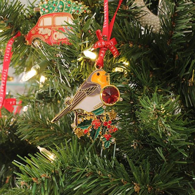 Tipperary Crystal Gem Christmas Decoration - Robin