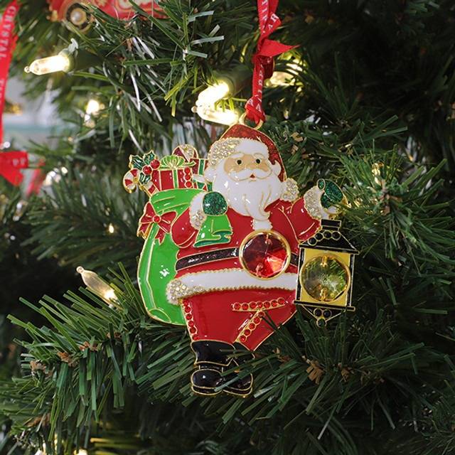 Tipperary Crystal Gem Christmas Decoration -Santa & Lantern