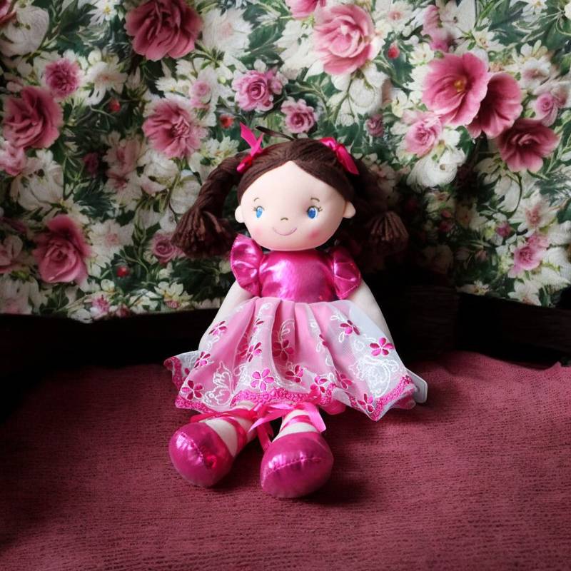 Embroidered Personalised Soft Ragdoll With Party Dress