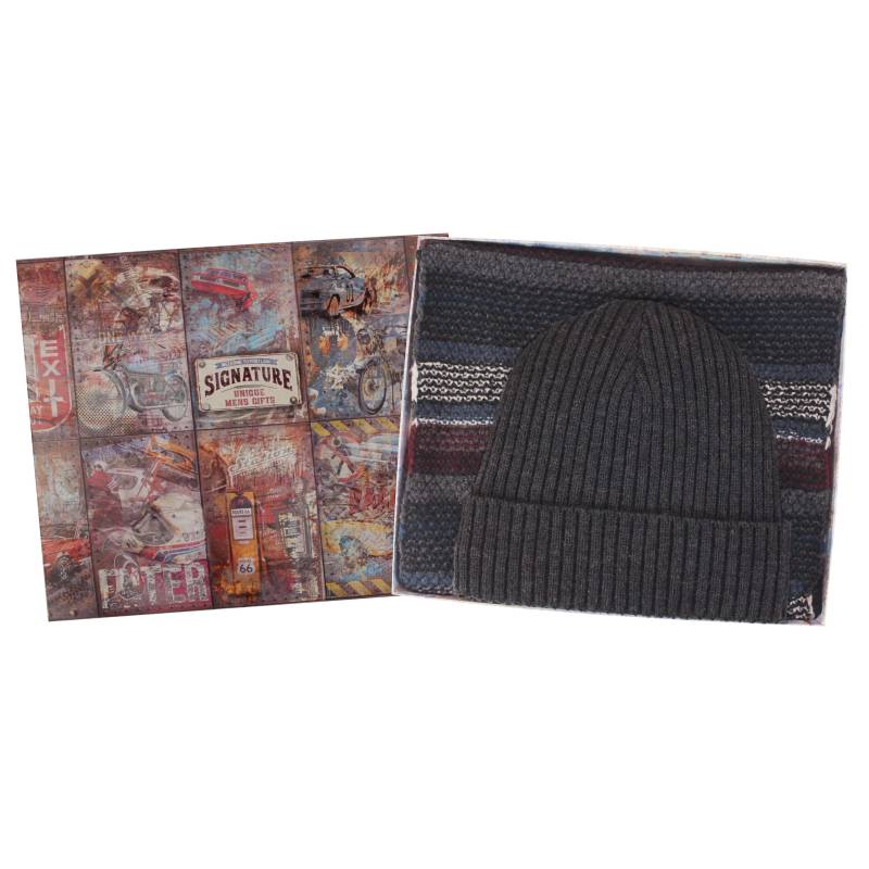 Gent's Knitted Stripe Scarf & Hat Set