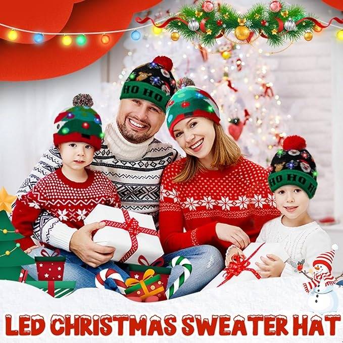 Christmas Ho Ho Ho Novelty Light Up Beanie Hat