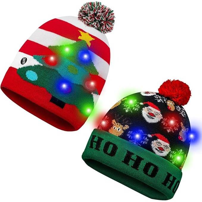 Christmas Ho Ho Ho Novelty Light Up Beanie Hat