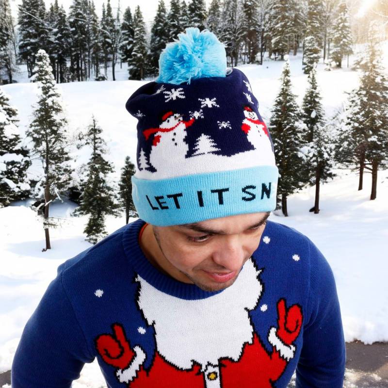 Christmas Let It Snow Novelty Light Up Beanie Hat