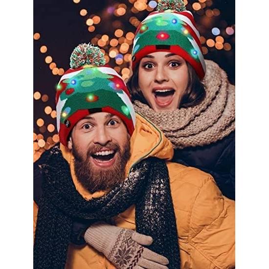 Christmas Tree Novelty Light Up Beanie Hat