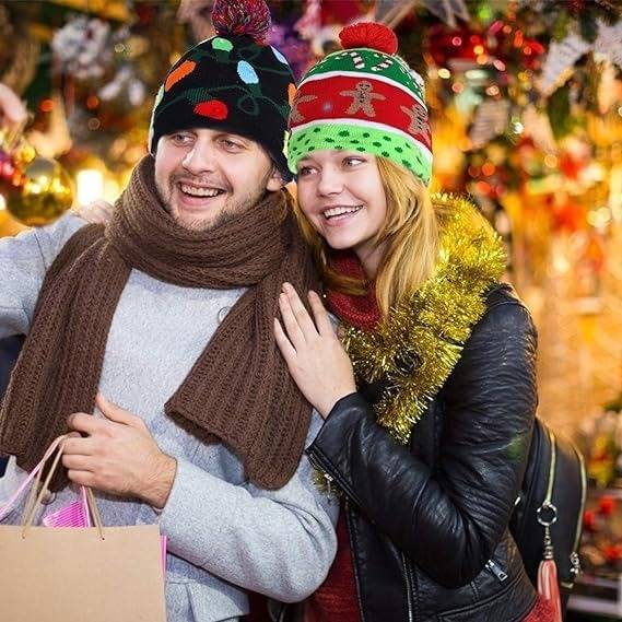 Christmas Gingerbread Novelty Light Up Beanie Hat