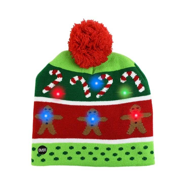 Christmas Gingerbread Novelty Light Up Beanie Hat