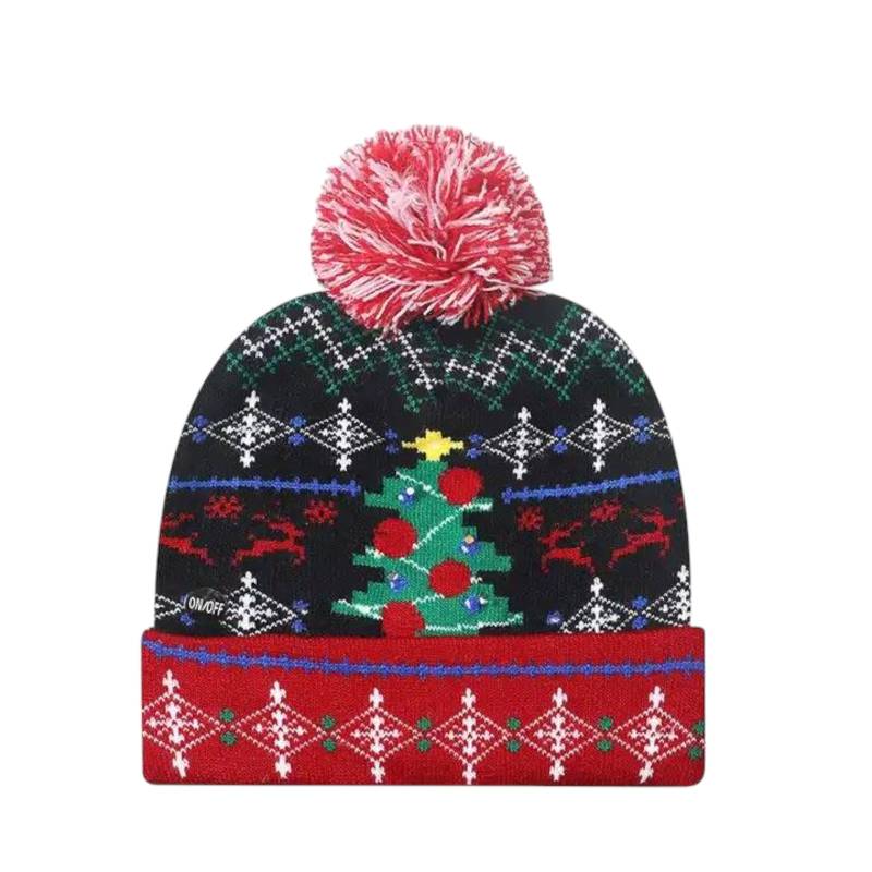 Christmas Fair Isle Novelty Light Up Beanie Hat