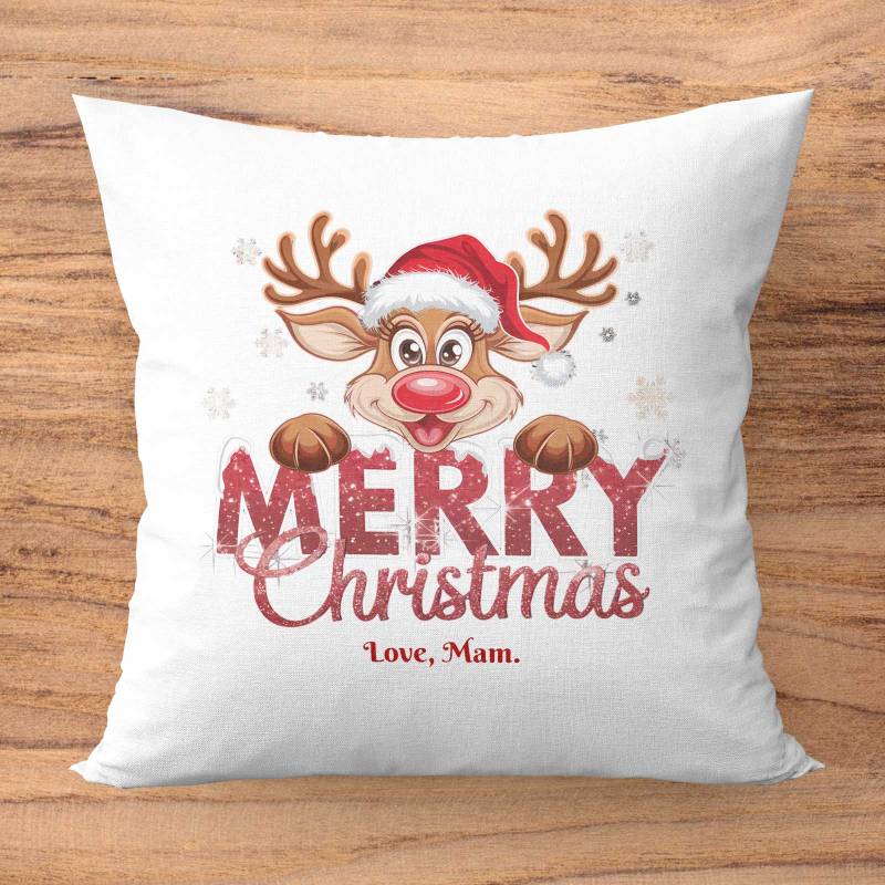 Merry Christmas Deer Personalised Cushion Square