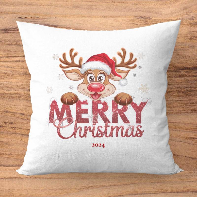 Merry Christmas Deer Personalised Cushion Square