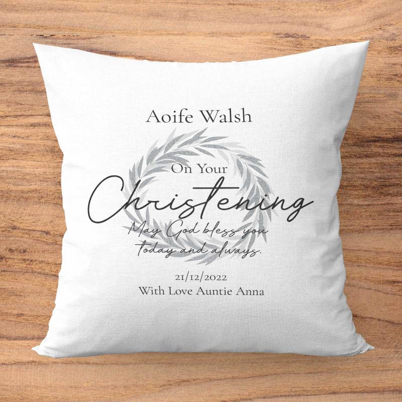 On your Christening Personalised Cushion Square