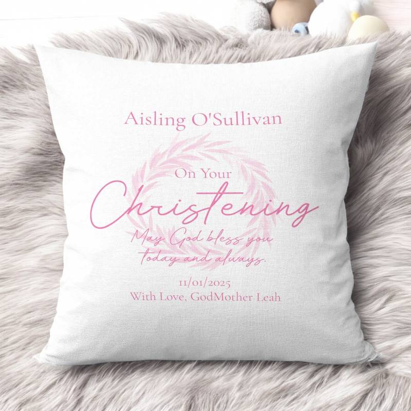 On your Christening Personalised Cushion Square