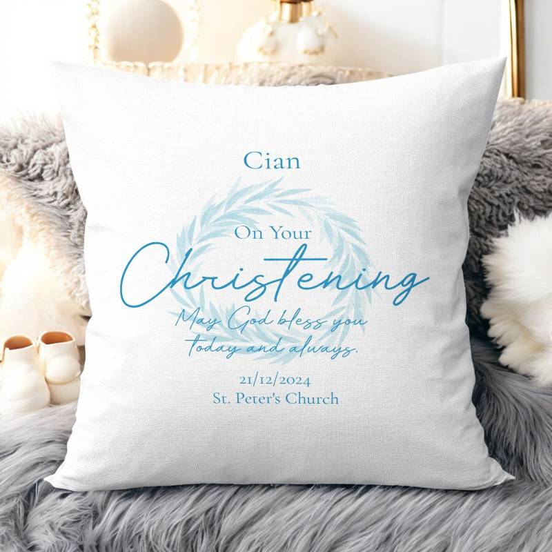 On your Christening Personalised Cushion Square