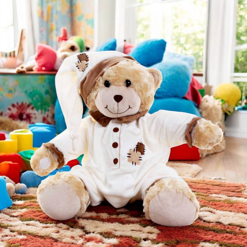 Cream Patchy Bedtime Bear - Personalised