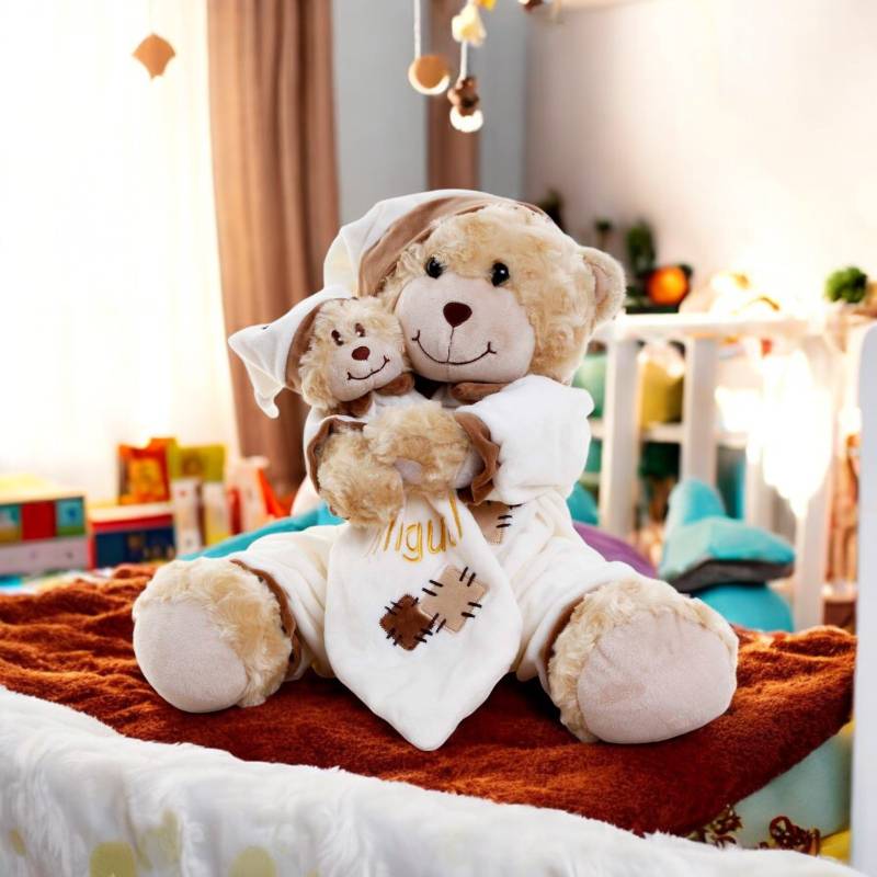 Cream Patchy Bedtime Bear - Personalised