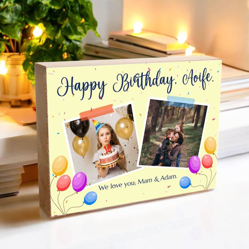 Happy Birthday - Wooden Photo Block