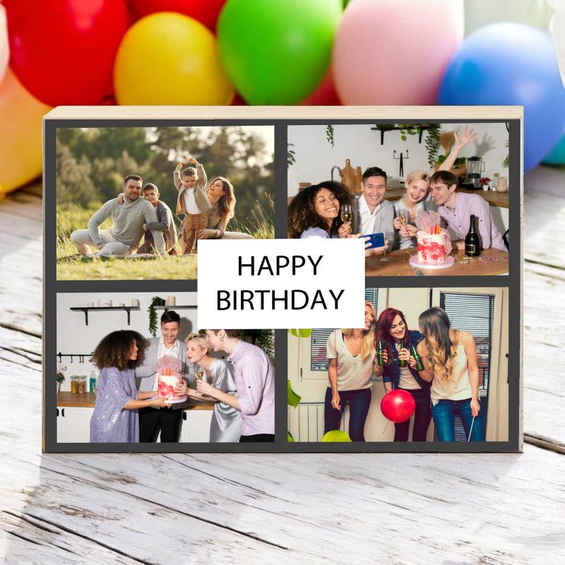 Happy Birthday - Wooden Photo Block