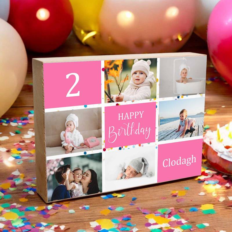 Happy Birthday - Wooden Photo Block