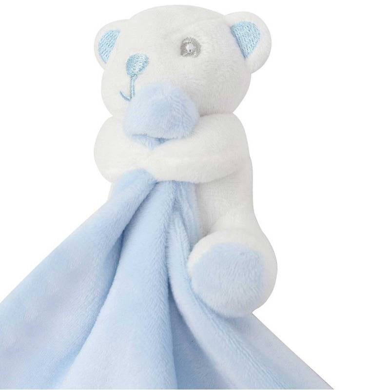 Pink or Blue Baby Comforter With Rattle - Personalised