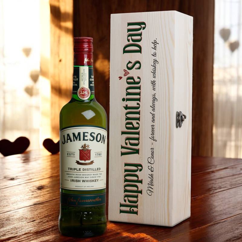 Happy Valentine's Day Personalised Whiskey Wooden Box