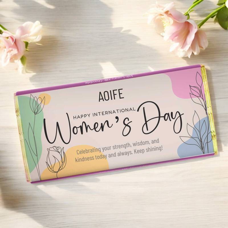 Happy Women's Day Flowers - Personalised Chocolate Bar