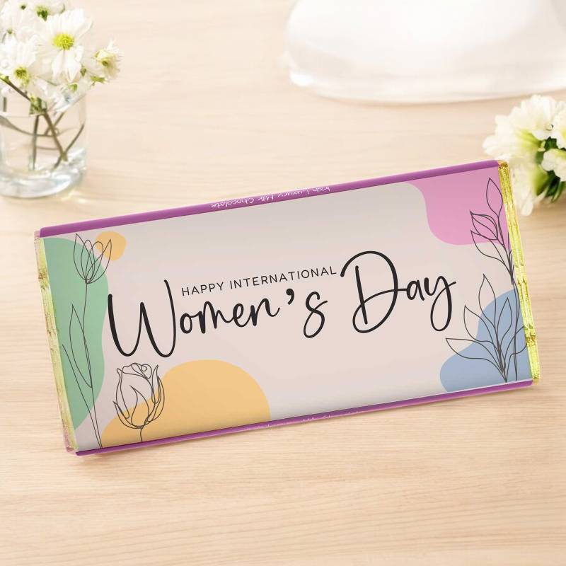 Happy Women's Day Flowers - Personalised Chocolate Bar