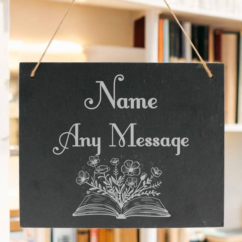 Book Lovers - Personalised Large Hanging Slate