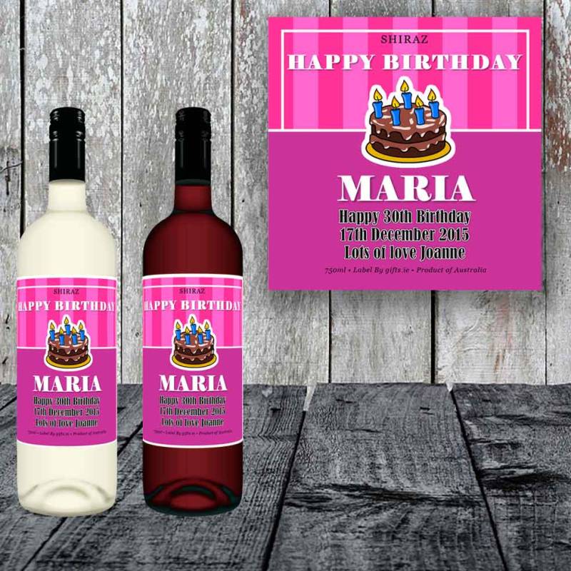 Birthday Cake Design Personalised Wine