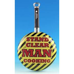 Stand Clear Man Cooking - Frying Pan with Bottle Opener