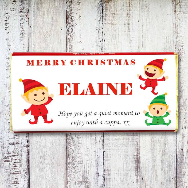 Merry Christmas Elf Personalised Chocolate