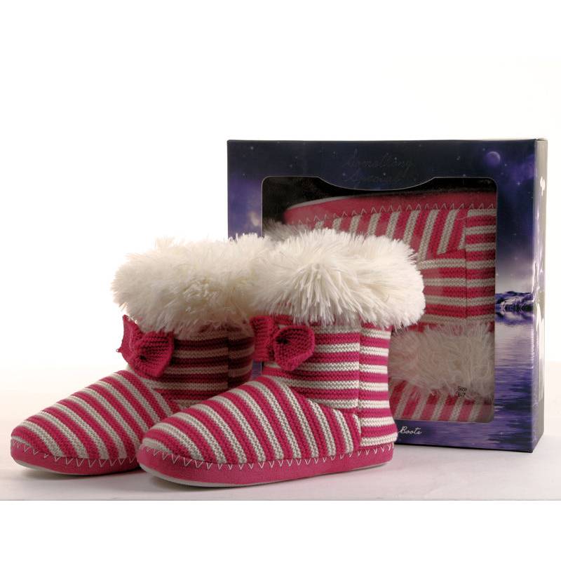 Knitted Pattern Boots - Stripe