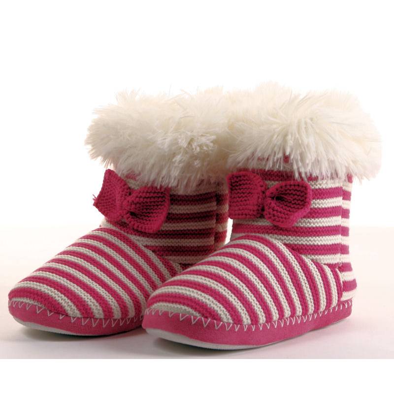 Knitted Pattern Boots - Stripe