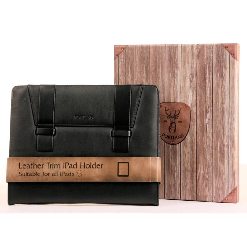 Leather Trim iPad Holder - Black or Brown