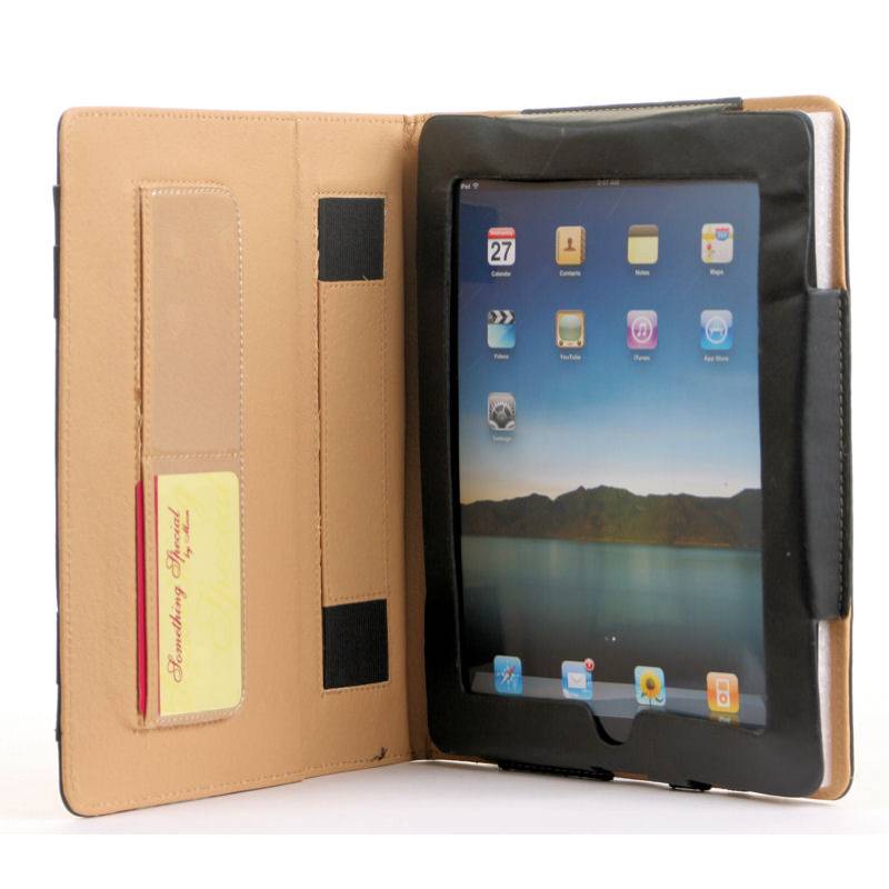 Leather Trim iPad Holder - Black or Brown