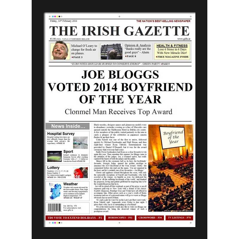 Boyfriend of the Year - Newspaper Spoof