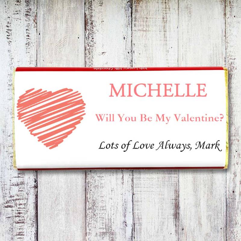 Heart Design Personalised Chocolate Bar