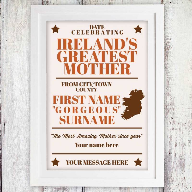 Irelands Greatest Mother Personalised Poster