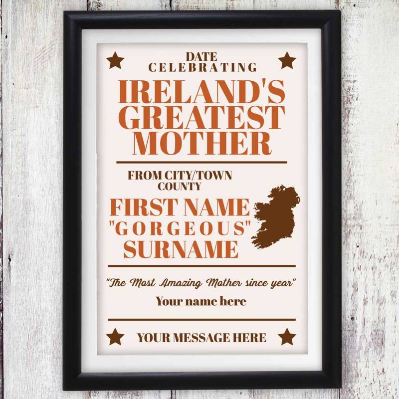 Irelands Greatest Mother Personalised Poster