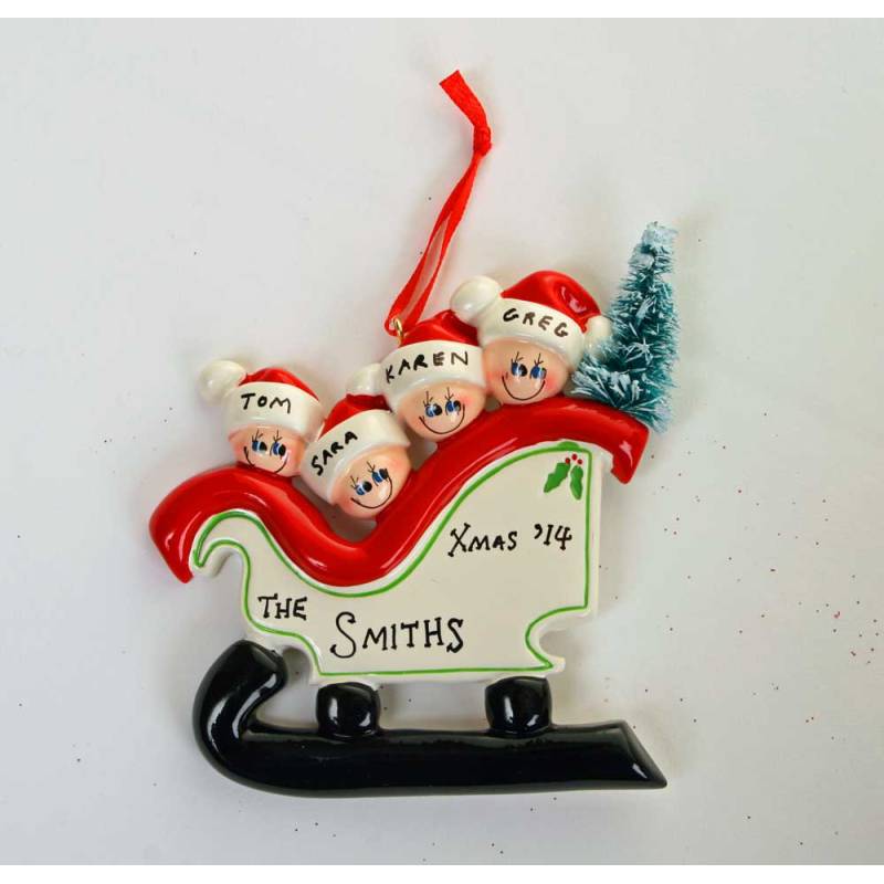 Personalised Christmas Ornament - Sleigh Family