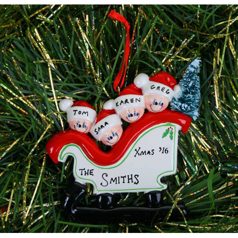 Personalised Christmas Ornament - Sleigh Family