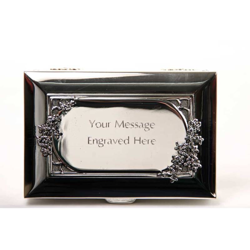 Trinket Box with Flowers - Engraved With Your Message