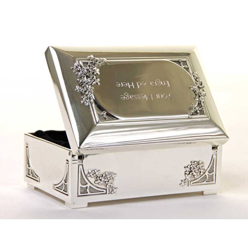 Trinket Box with Flowers - Engraved With Your Message