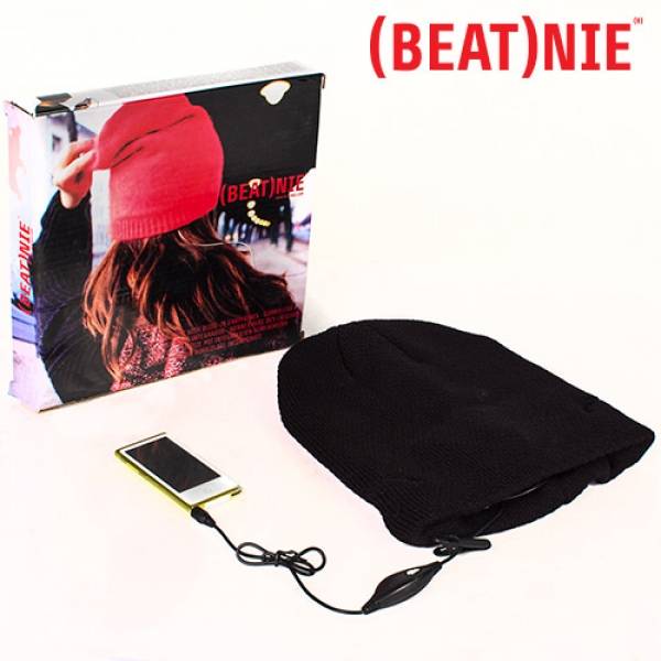 Beat-nie Black Hat with Bulit-In Earphones