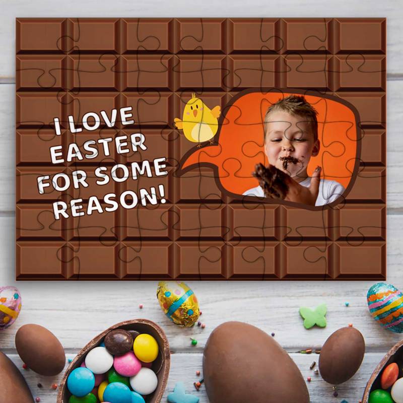 Easter Love Chocolate Photo Personalised Jigsaw