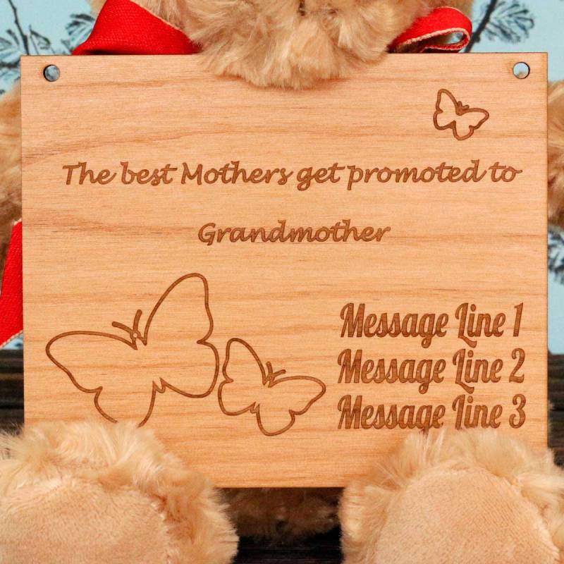 Best Grandmother - Wooden Plaque Personalised Teddy Bear